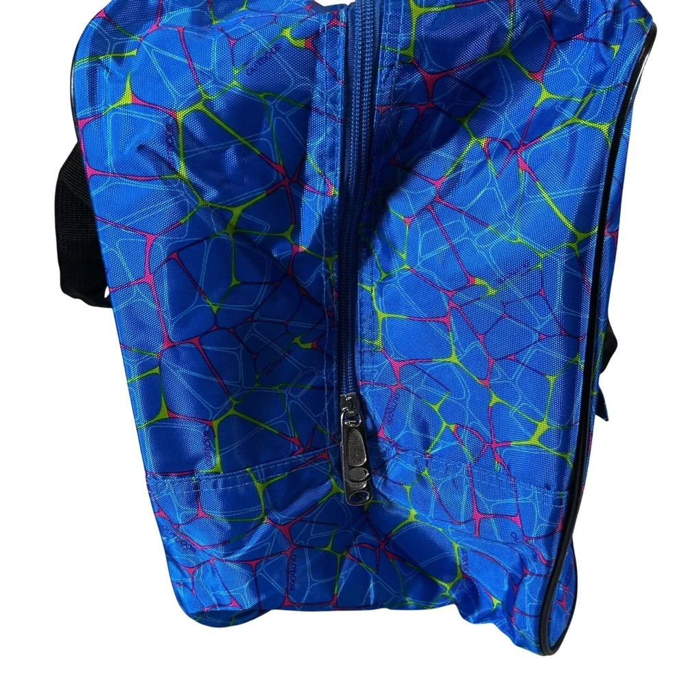 Outdoor Products Blue Neon Geometric Web Duffel Bag‎ Travel Gym Sporty Retro